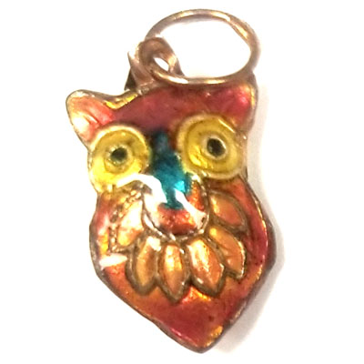 ENAMEL OWL 14X24MM RUST RED